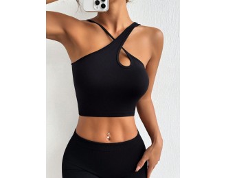 Crisscross Cutout Crop Active Tank