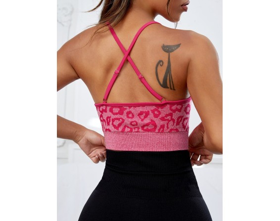 Crisscross Leopard Sports Bra