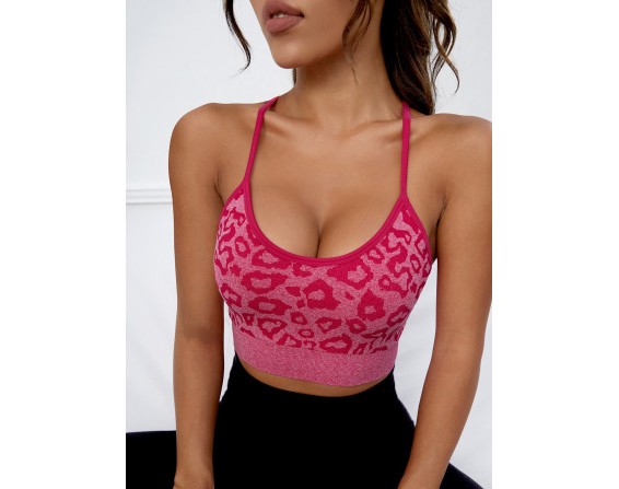 Crisscross Leopard Sports Bra