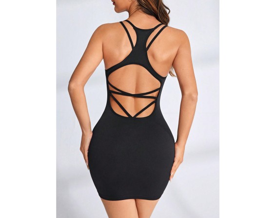 Crisscross Scoop Neck Active Dress