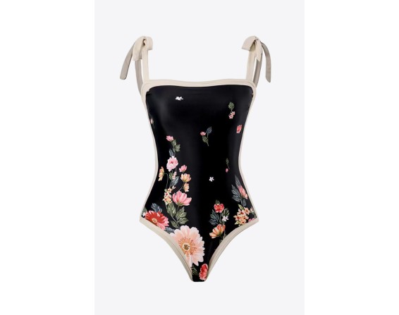 Floral Tie Shoulder Two-Piece Swim Set