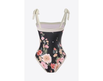 Floral Tie Shoulder Two-Piece Swim Set