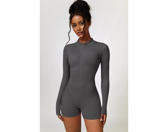 Half Zip Long Sleeve Active Romper