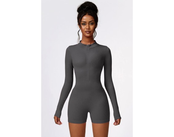 Half Zip Long Sleeve Active Romper