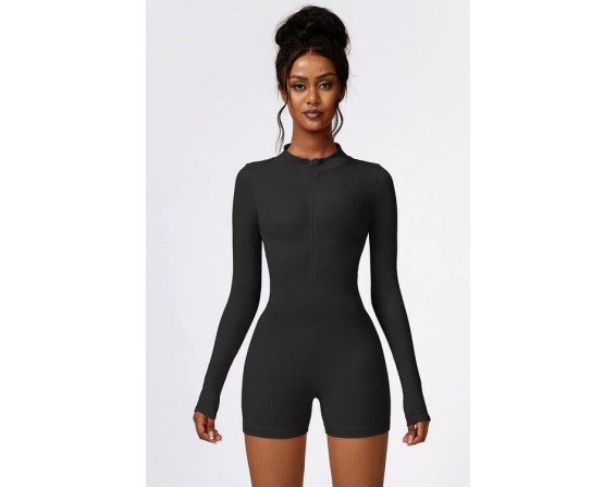 Half Zip Long Sleeve Active Romper