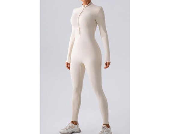 Half Zip Mock Neck Active Jumpsuit