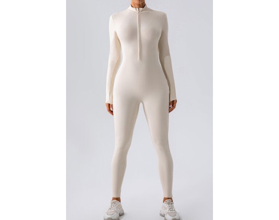 Half Zip Mock Neck Active Jumpsuit