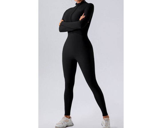 Half Zip Mock Neck Active Jumpsuit