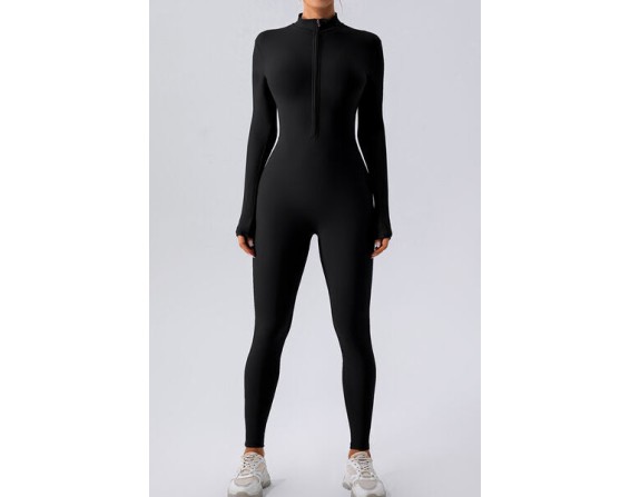 Half Zip Mock Neck Active Jumpsuit