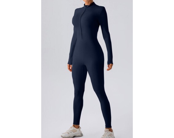 Half Zip Mock Neck Active Jumpsuit