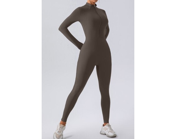 Half Zip Mock Neck Active Jumpsuit