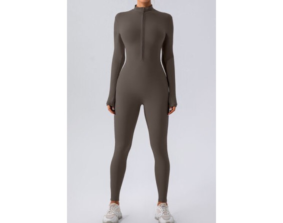 Half Zip Mock Neck Active Jumpsuit