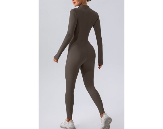 Half Zip Mock Neck Active Jumpsuit