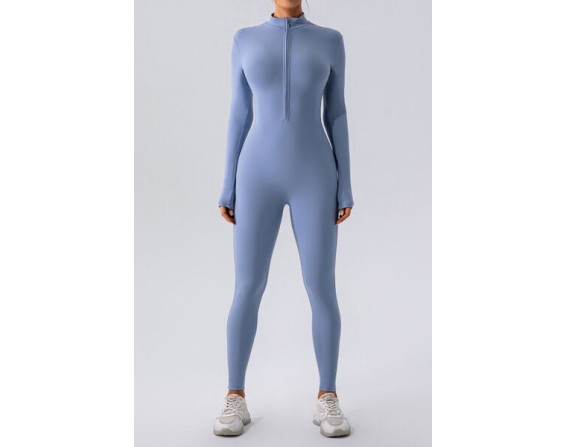 Half Zip Mock Neck Active Jumpsuit