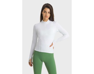 Half Zip Thumbhole Sleeve Sports Top