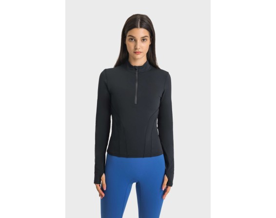 Half Zip Thumbhole Sleeve Sports Top