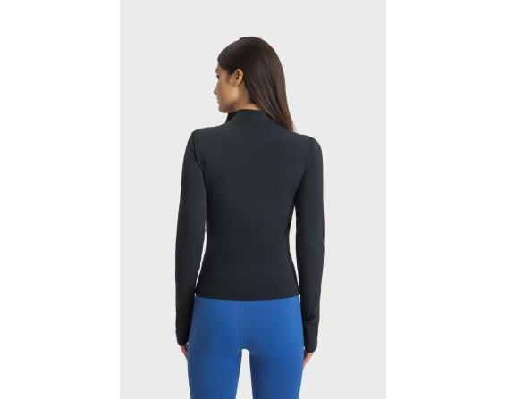 Half Zip Thumbhole Sleeve Sports Top