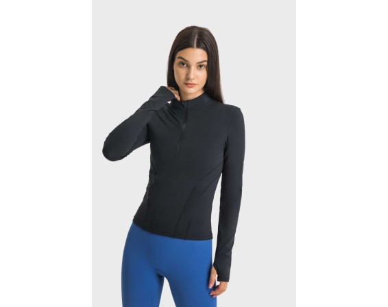 Half Zip Thumbhole Sleeve Sports Top