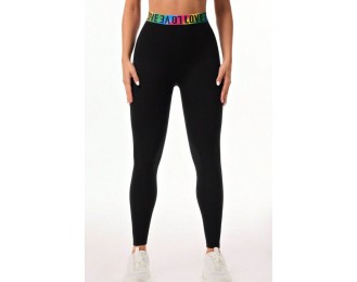 Letter Printed High Waist Active Leggings