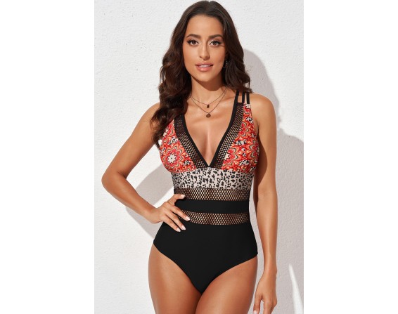 Mesh Plunge One-Piece Swimsuit