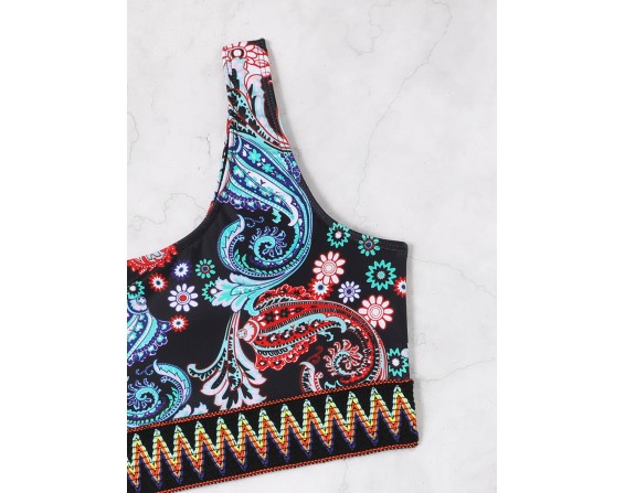 Printed One Shoulder Swim Set