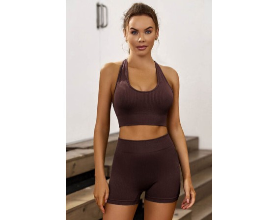 Ribbed Round Neck Wide Strap Active Top