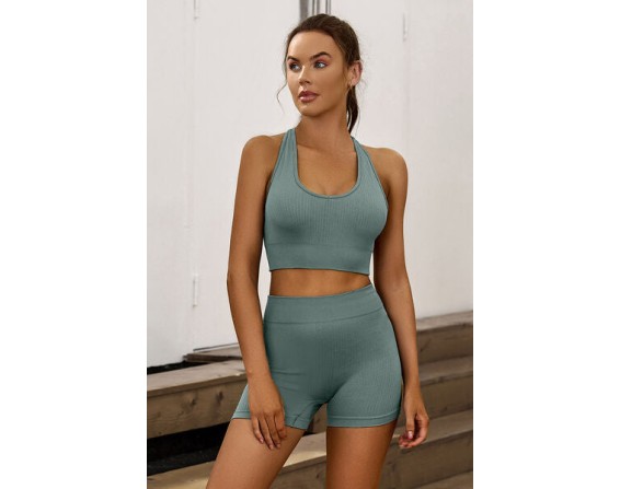 Ribbed Round Neck Wide Strap Active Top