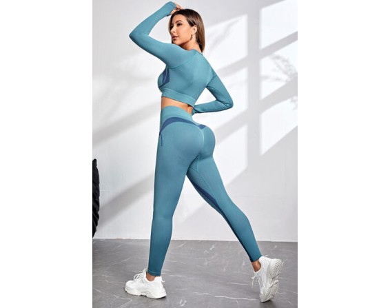 Round Neck Long Sleeve Top and Leggings Active Set