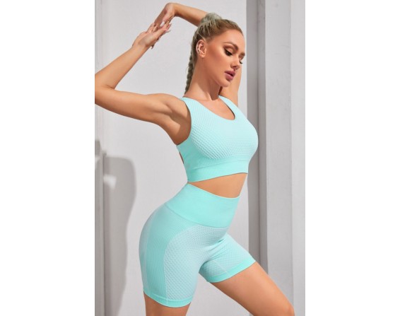 Round Neck Sports Bra and Shorts Set