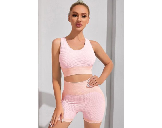 Round Neck Sports Bra and Shorts Set