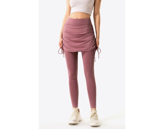 Ruched Faux Layered Yoga Leggings