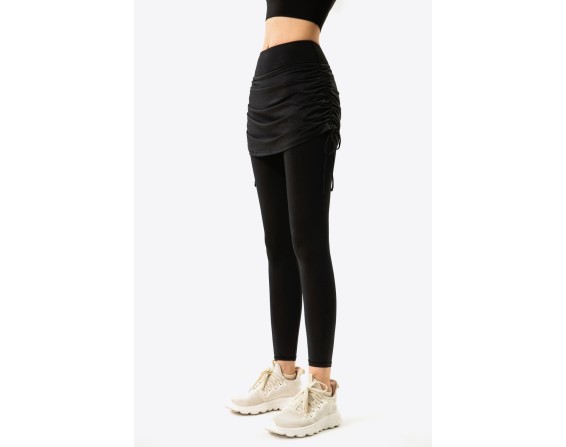 Ruched Faux Layered Yoga Leggings