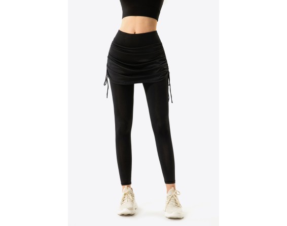 Ruched Faux Layered Yoga Leggings