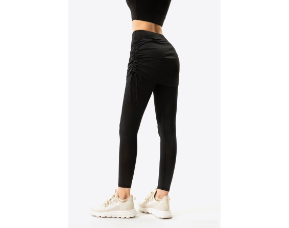 Ruched Faux Layered Yoga Leggings