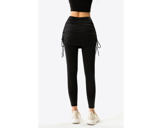 Ruched Faux Layered Yoga Leggings