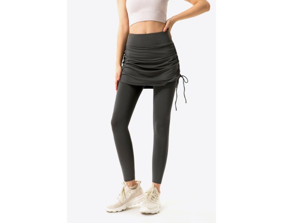 Ruched Faux Layered Yoga Leggings