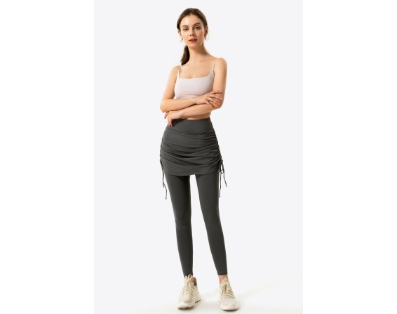 Ruched Faux Layered Yoga Leggings