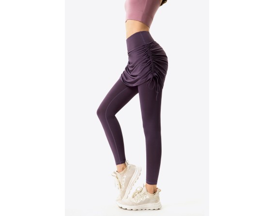 Ruched Faux Layered Yoga Leggings