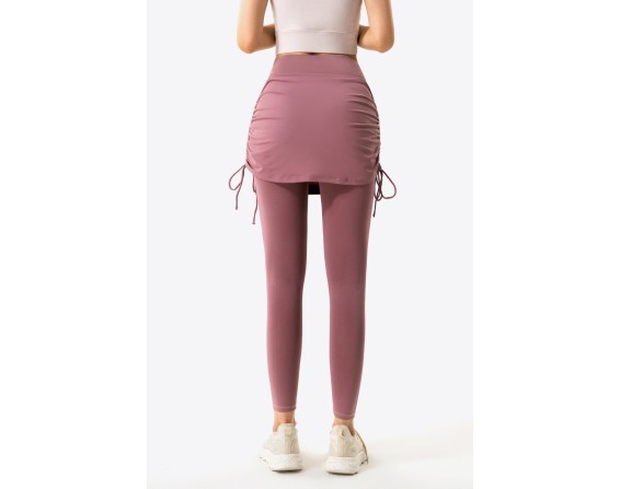 Ruched Faux Layered Yoga Leggings