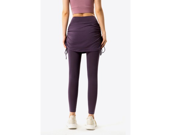 Ruched Faux Layered Yoga Leggings