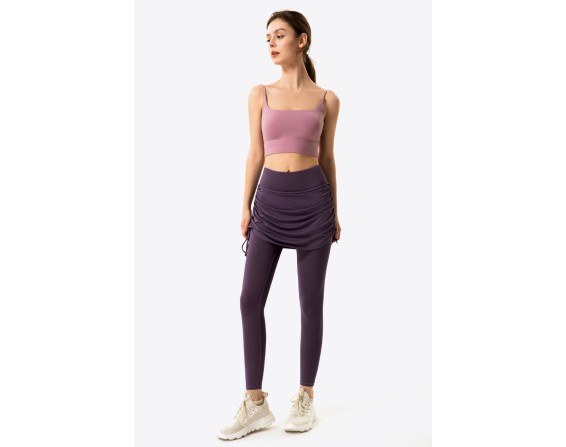 Ruched Faux Layered Yoga Leggings