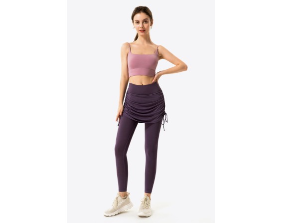 Ruched Faux Layered Yoga Leggings