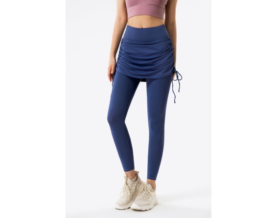 Ruched Faux Layered Yoga Leggings