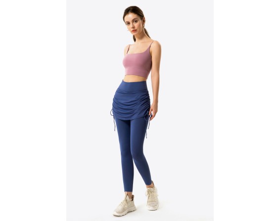 Ruched Faux Layered Yoga Leggings