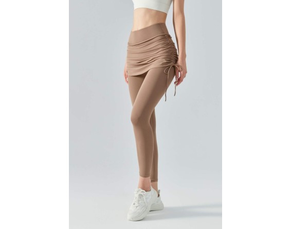 Ruched Faux Layered Yoga Leggings