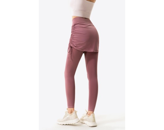 Ruched Faux Layered Yoga Leggings