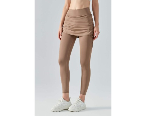 Ruched Faux Layered Yoga Leggings