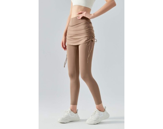 Ruched Faux Layered Yoga Leggings