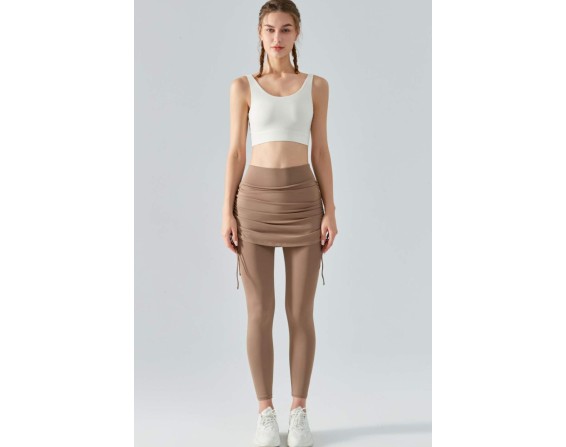 Ruched Faux Layered Yoga Leggings