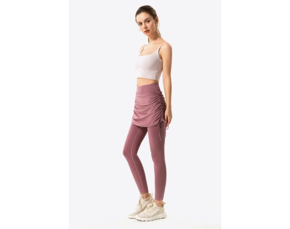 Ruched Faux Layered Yoga Leggings